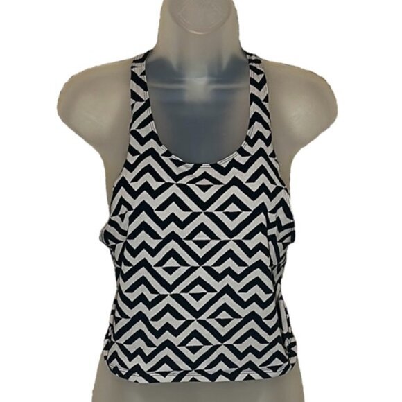 PINK Victoria's Secret Black and Beige Chevron Striped Crop Tank Top Large L - Picture 16 of 16